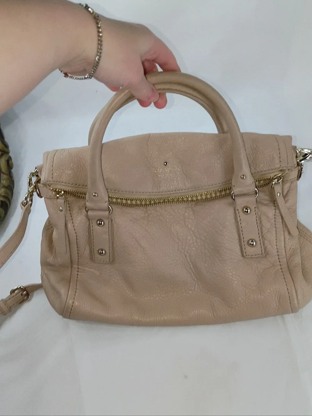 KATE SPADE COBBLE HILL LESLIE PEBBLE BEIGE LEATHER  PURSE